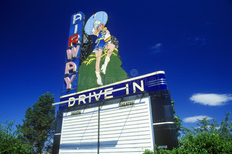 Neon sign at Airway Drive In, St. Louis, MO stock photos