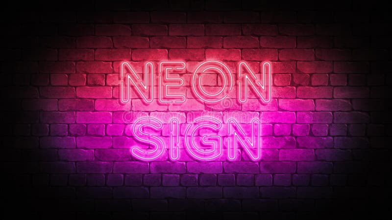 Neon Sign On A Brick Wall 3d Render Poster Stock Illustration Illustration Of Shiny Business 