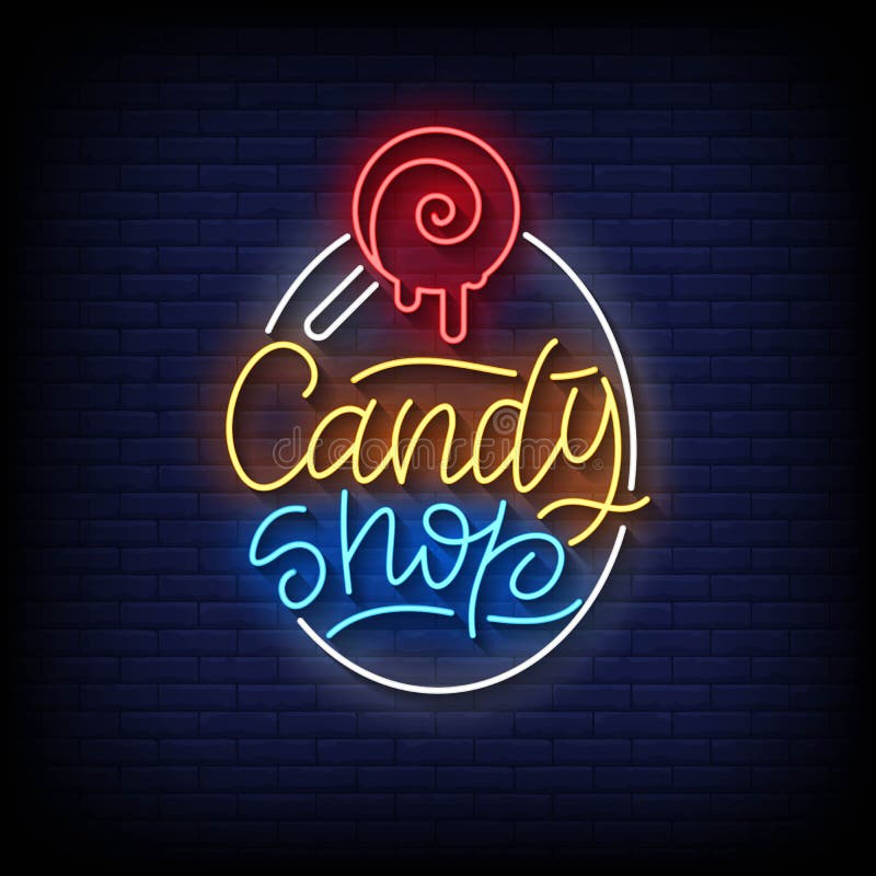 Candy Shop Neon Signs Style Text Vector Stock Vector - Illustration of ...