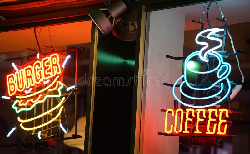 Neon sign stock photo. Image of cafe, coffee, drink - 208463434
