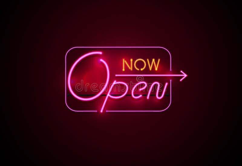 Now Open Neon Stock Illustrations, Cliparts and Royalty Free Now Open Neon  Vectors