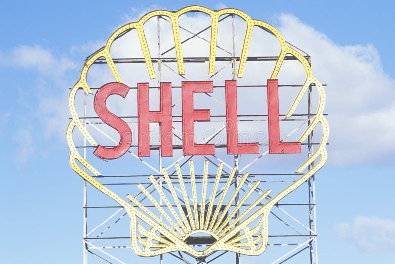 Neon sign for Shell Oil royalty free stock photos