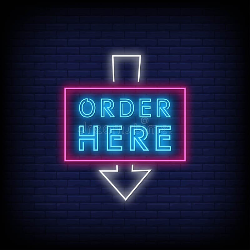 Order Here Neon Signs Style Text Vector Stock Vector Illustration Of