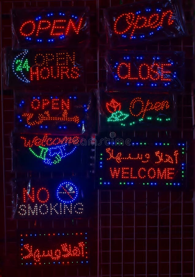 Neon Signs stock photo. Image of greeting, city, bullboard 12247438