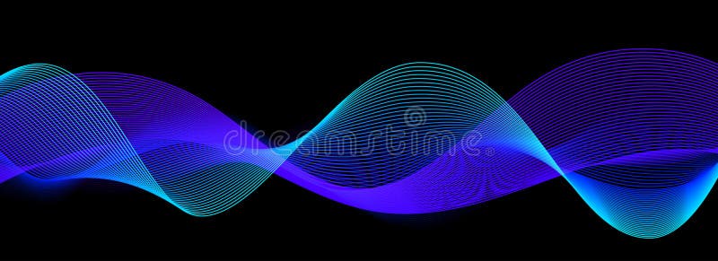 Neon sound wave on black background. Abstract flowing wavy dot lines design for ai concept, eq equalizer, audio record vector illustration
