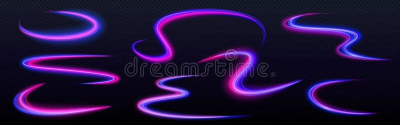 Neon speed line light effect with swirl glow wave royalty free illustration