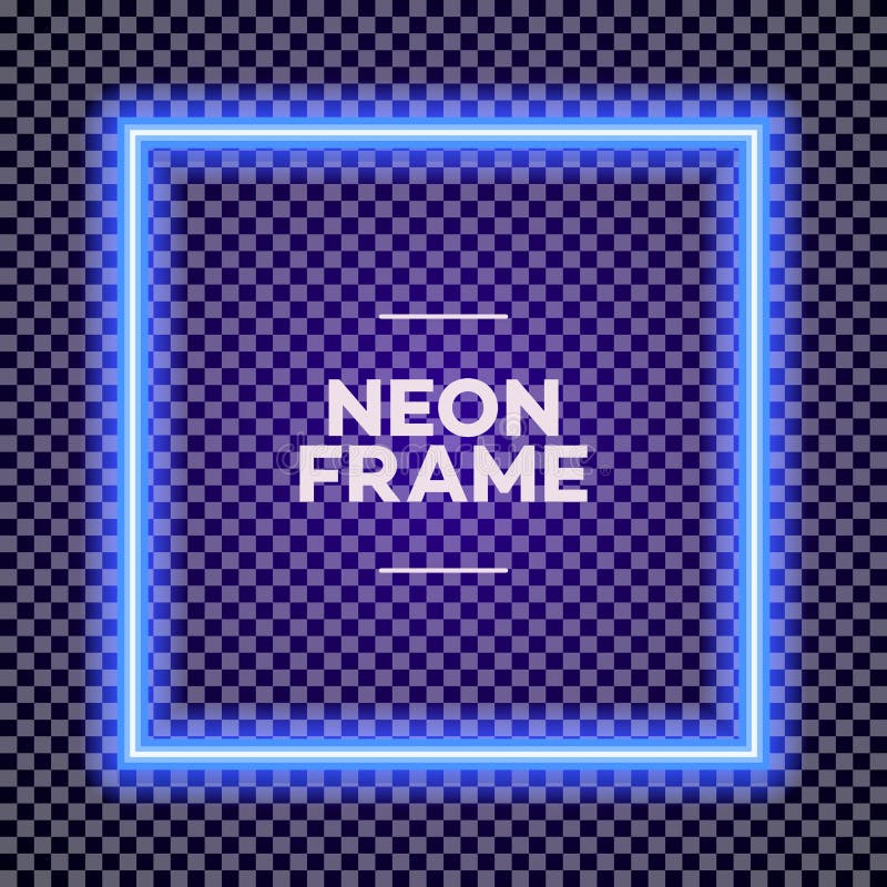 Neon square frame on transparent background royalty free illustration