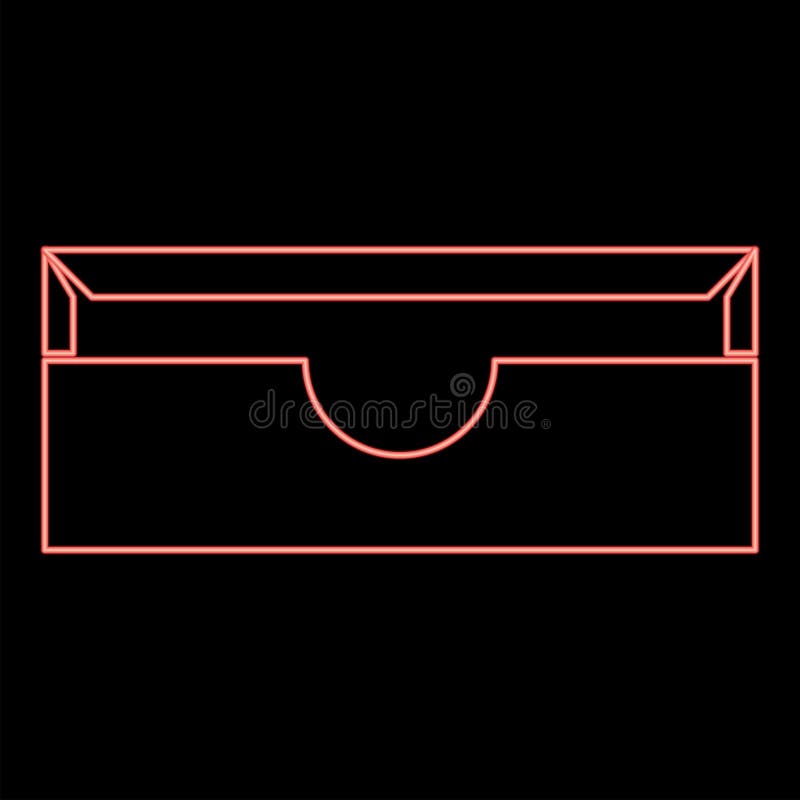 Neon Stationary Paper Tray Red Color Vector Illustration Flat Style
