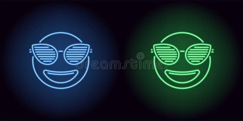 Neon stylish emoji in blue and green color royalty free illustration