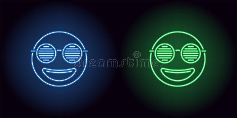 Neon stylish emoji in blue and green color royalty free illustration