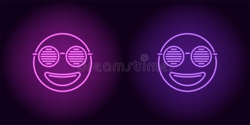 Neon stylish emoji in purple and violet color stock illustration
