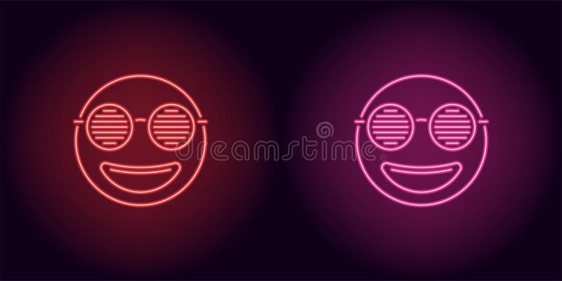 Neon stylish emoji in red and pink color royalty free illustration