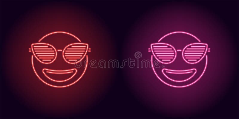 Neon stylish emoji in red and pink color royalty free illustration