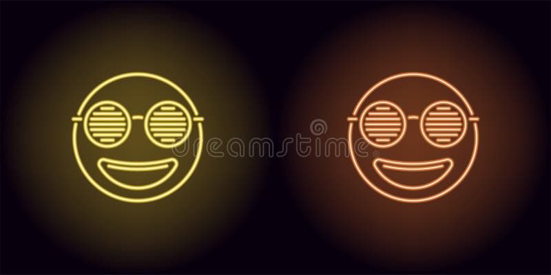 Neon stylish emoji in yellow and orange color stock illustration