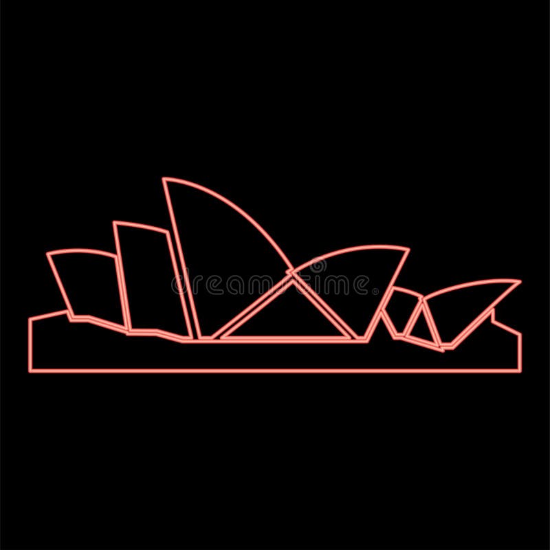 Neon sydney opera house red color vector illustration image flat style. Light