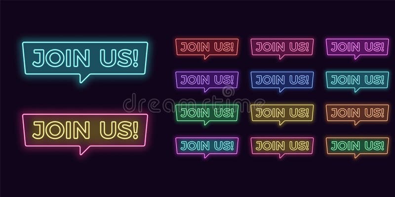 Join us neon sign stock illustration. Illustration of light - 116057827