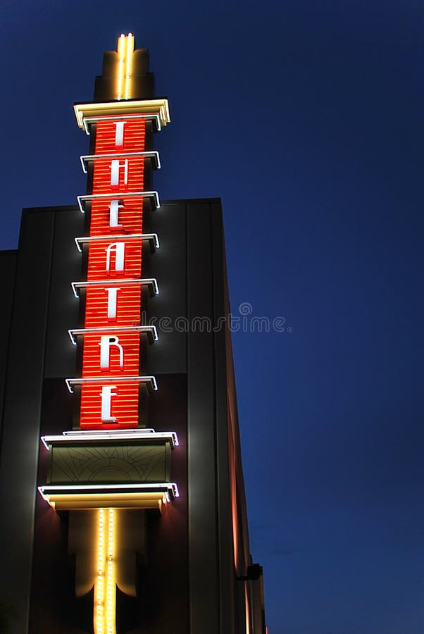 Neon Theater Sign stock photo