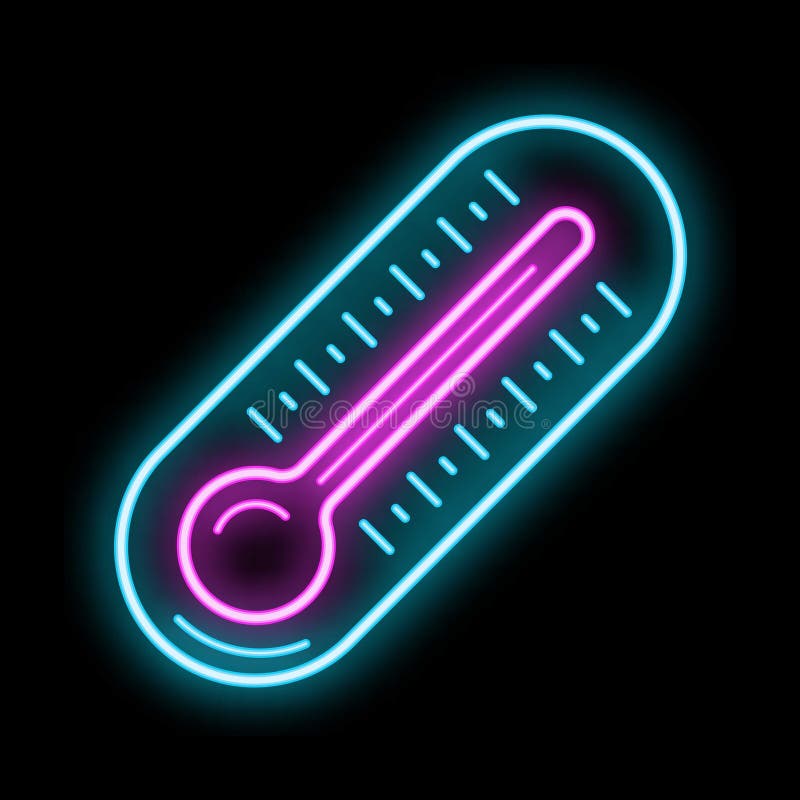 Neon Thermometer Showing Increasing Temperature Icon Stock Vector ...