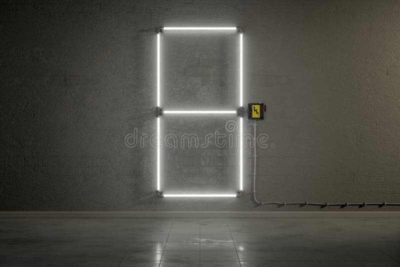 Neon tubes building the number eight stock illustration