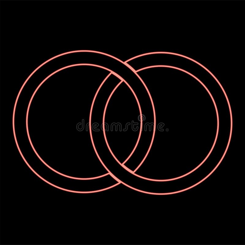 Neon Wedding Rings Red Color Vector Illustration Flat Style Image Stock Vector Illustration Of 