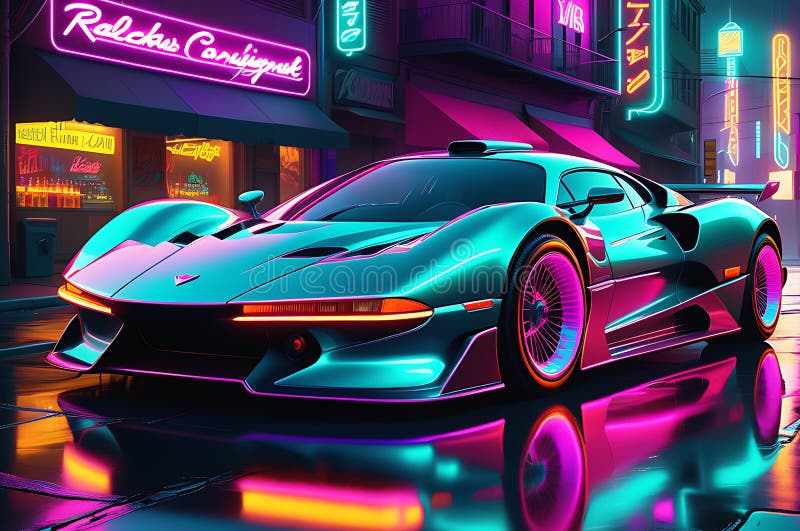 This image has been crafted by Generative AI. Immerse yourself in the future-past fusion of Neon Velocity, where a cyberpunk-style retro sports car gleams with neon backlight contours. Bathed in the neon-tinged hue, this dynamic scene captures the essence of futuristic aesthetics meeting vintage allure, showcasing a timeless ride through the electric streets of a cyberpunk-inspired city. This image has been crafted by Generative AI. Immerse yourself in the future-past fusion of Neon Velocity, where a cyberpunk-style retro sports car gleams with neon backlight contours. Bathed in the neon-tinged hue, this dynamic scene captures the essence of futuristic aesthetics meeting vintage allure, showcasing a timeless ride through the electric streets of a cyberpunk-inspired city