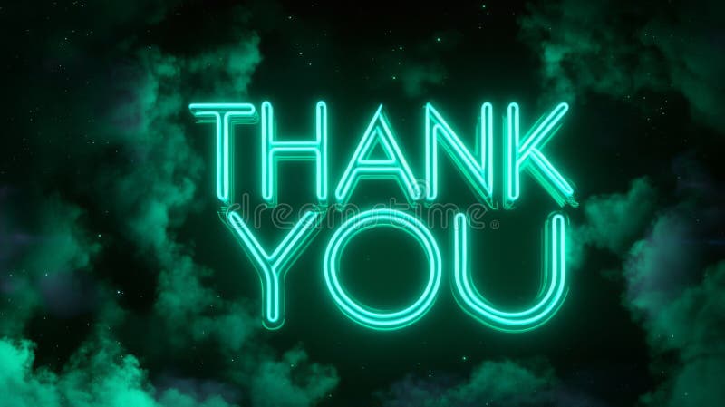 Neon verde in ebollizione Grazie Segno Sullo Sfondo Cosmico Oscuro royalty illustrazione gratis