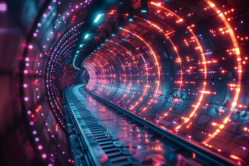 Neon vortex : prędkość dźwięku. koncepcja neon świeci szybkim ruchem futurystyczne wibracje ilustracja wektor