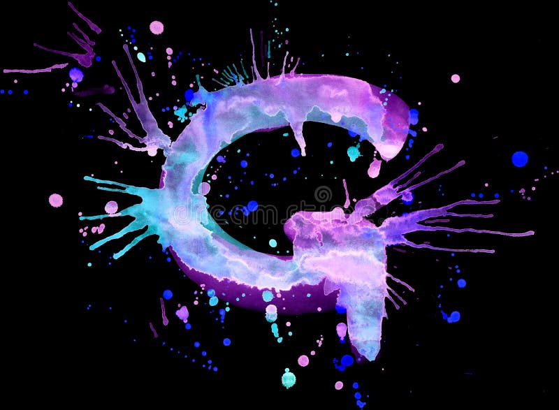 Neon Watercolor Paint Letter G Stock Illustration Illustration of