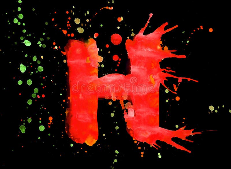 Neon Watercolor Paint Letter H Stock Illustration Illustration of