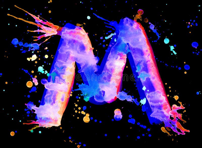 Neon Watercolor Paint - Letter M Stock Illustration - Illustration of  graze, dirt: 4898811