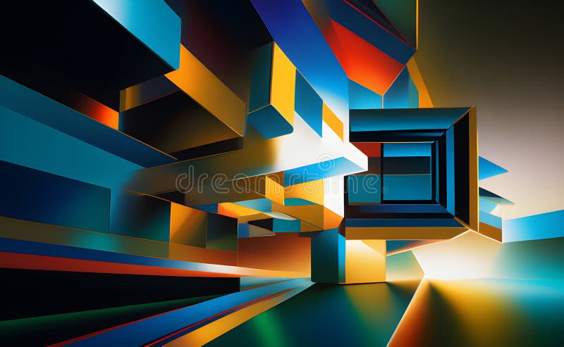 Neon Wave Patterns in Blue and Orange on Abstract Background - Generative AI royalty free illustration