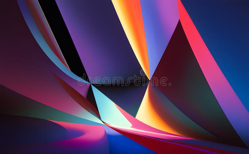 Neon Wave Patterns in Blue and Orange on Abstract Background - Generative AI royalty free illustration