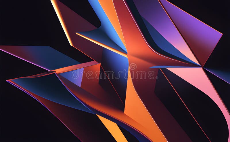 Neon Wave Patterns in Blue and Orange on Abstract Background - Generative AI royalty free illustration