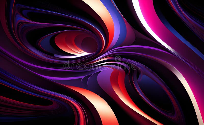 Neon Wave Patterns in Blue and Orange on Abstract Background - Generative AI vector illustration