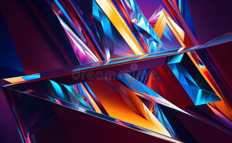 Neon Wave Patterns in Blue and Orange on Abstract Background - Generative AI stock illustration