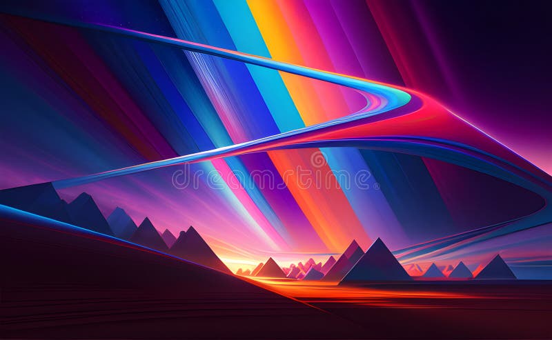 Neon Wave Patterns in Blue and Orange on Abstract Background - Generative AI vector illustration