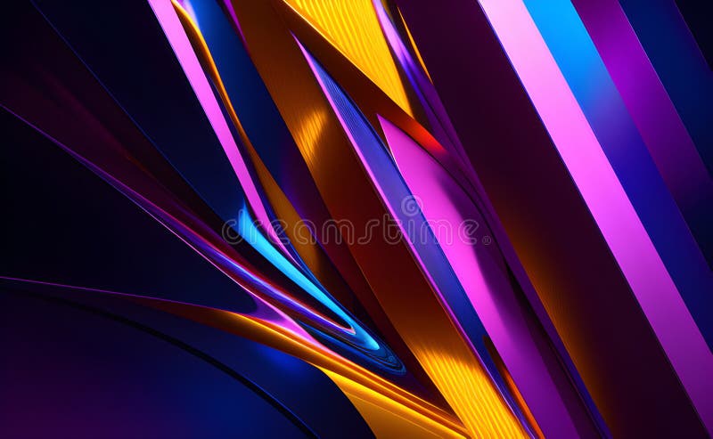 Neon Wave Patterns in Blue and Orange on Abstract Background - Generative AI royalty free illustration