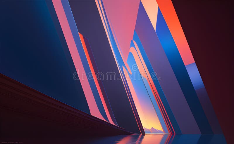 Neon Wave Patterns in Blue and Orange on Abstract Background - Generative AI royalty free illustration