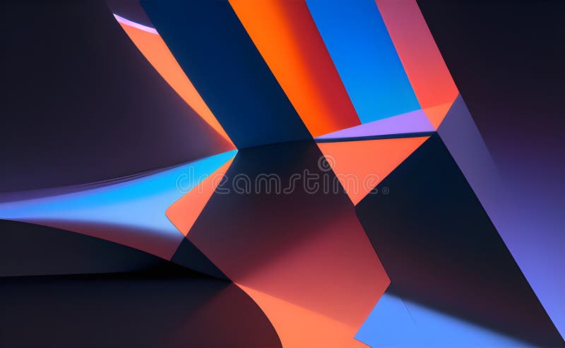Neon Wave Patterns in Blue and Orange on Abstract Background - Generative AI royalty free illustration