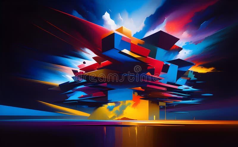 Neon Wave Patterns in Blue and Orange on Abstract Background - Generative AI royalty free illustration