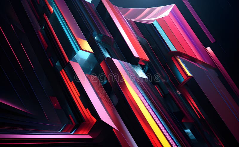 Neon Wave Patterns in Blue and Orange on Abstract Background - Generative AI royalty free illustration