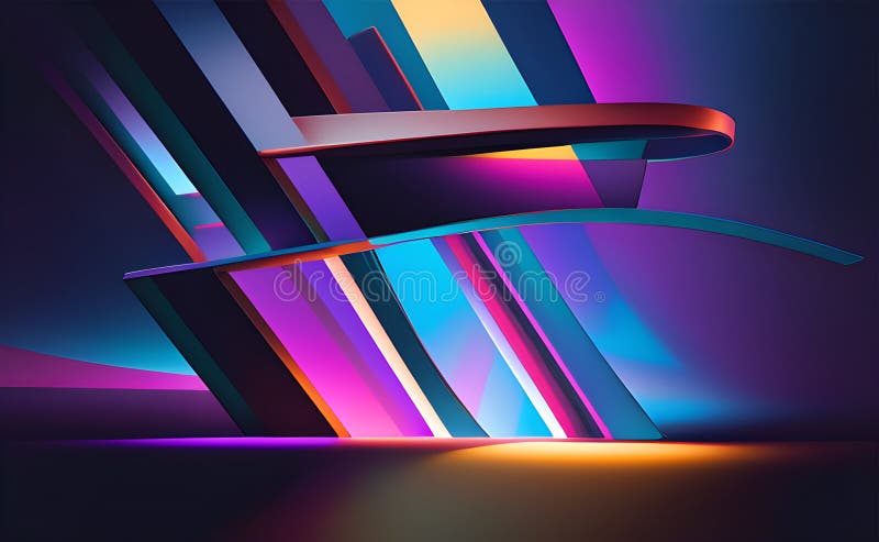 Neon Wave Patterns in Blue and Orange on Abstract Background - Generative AI vector illustration