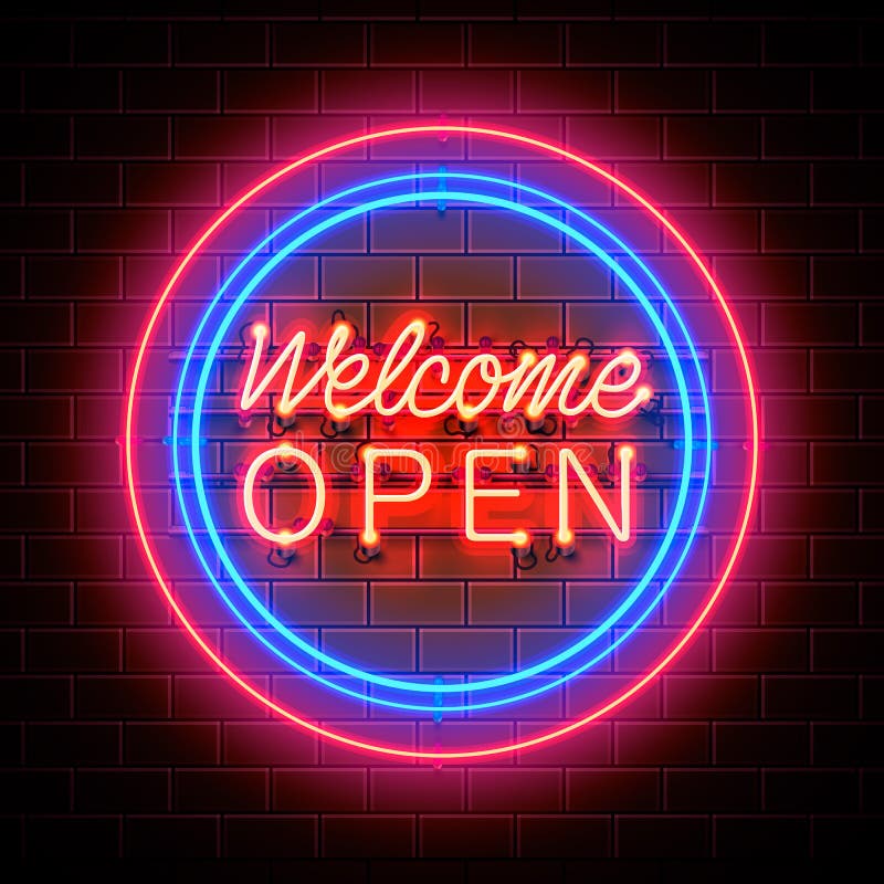 Neon welcome open signboard.