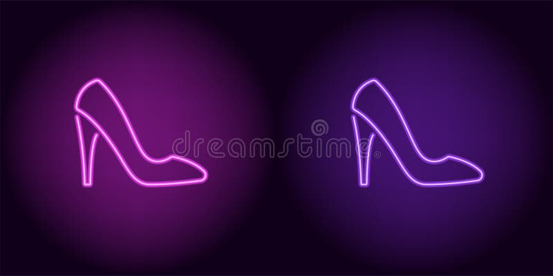 Neon women shoe in purple and violet color stock illustration