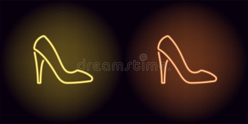 Neon women shoe in yellow and orange color royalty free illustration