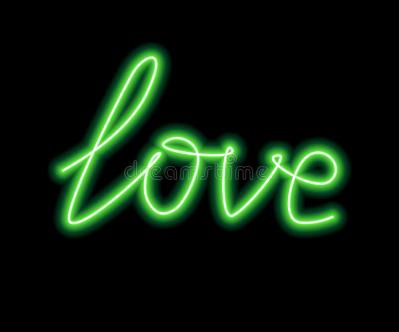The Neon Word Love Green Color is Isolated on a Black Background Stock  Photo - Image of background, font: 216070354
