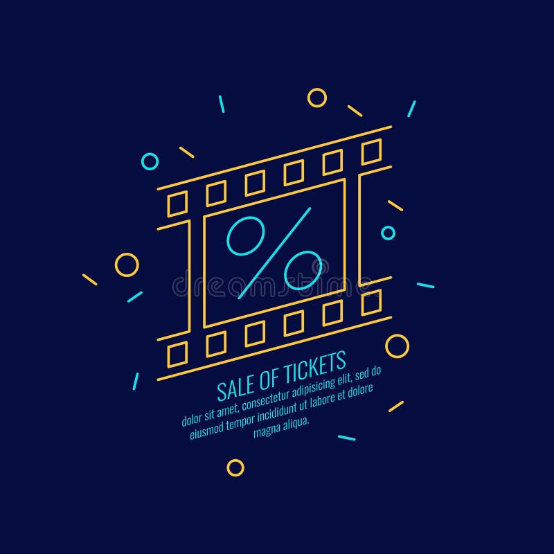 Neonaffisch Sale av biljetter Moderna diagram, rabatter på filmen stock illustrationer Neonaffisch Sale av biljetter Moderna diagram, rabatter på filmen stock illustrationer