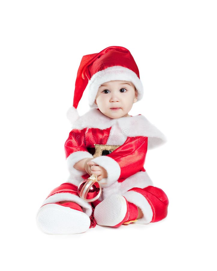 Neonato asiatico in un vestito operato da natale fotografia stock libera da diritti Neonato asiatico in un vestito operato da natale fotografia stock libera da diritti
