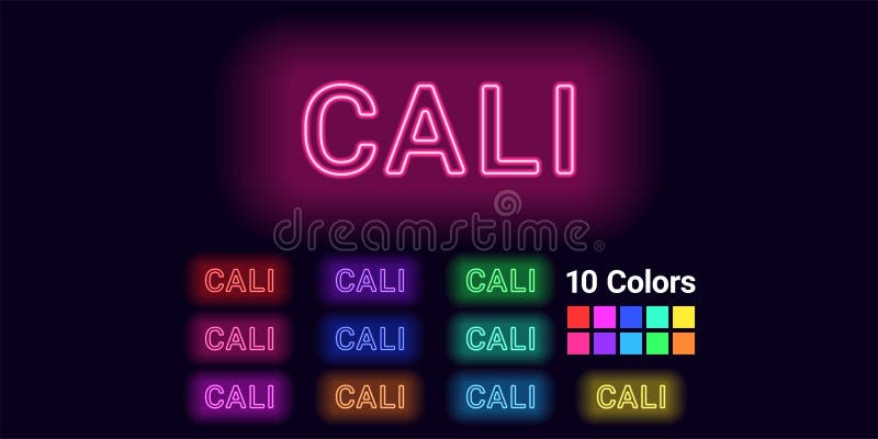 Neonnaam van Cali-stad stock illustratie
