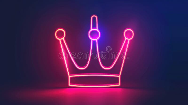 Neonowa ilustracja korony na ciemnym tle ilustracja wektor